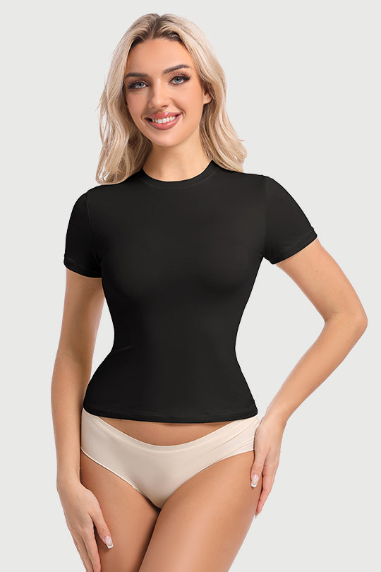 Basic Tank Top for Women - Double Lined, Fitted Sleeveless Tee with Crew Neck - Essential Summer Crop Top