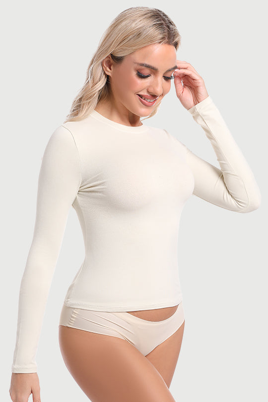 BASICS Women's Tank Top Long Sleeve Double Lined Fitted Top