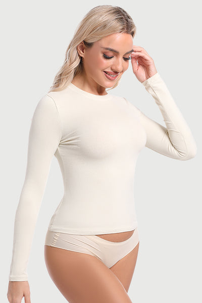 BASICS Women's Tank Top Long Sleeve Double Lined Fitted Top