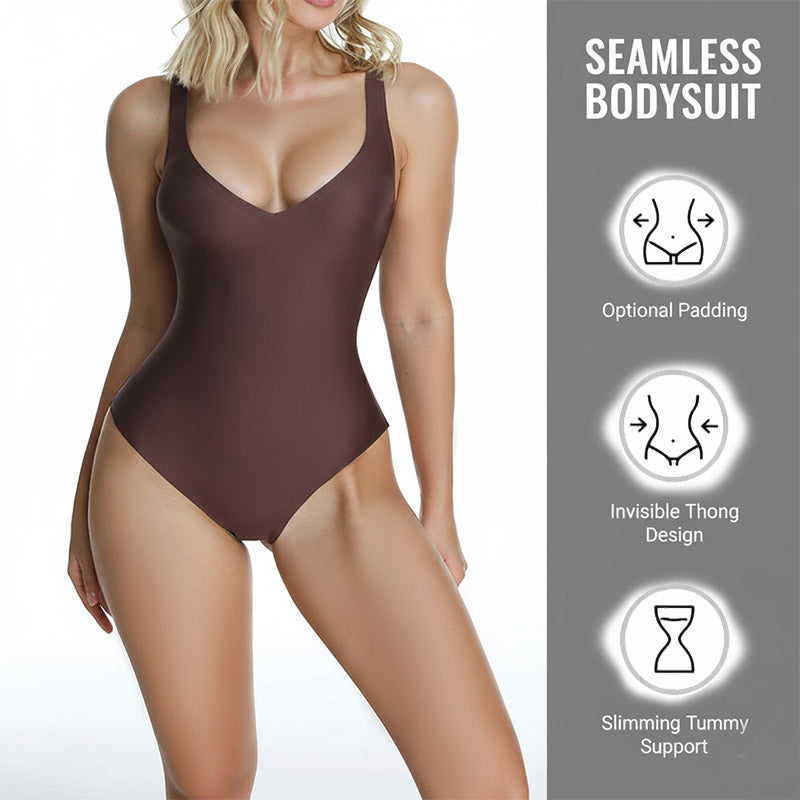 Full Body High Waist Seamless Scuplt Plumge Thong Seamless Bodysuit