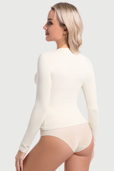 BASICS Women's Tank Top Long Sleeve Double Lined Fitted Top
