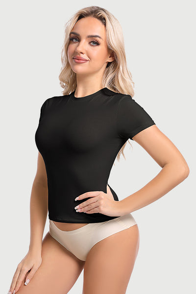Basic Tank Top for Women - Double Lined, Fitted Sleeveless Tee with Crew Neck - Essential Summer Crop Top