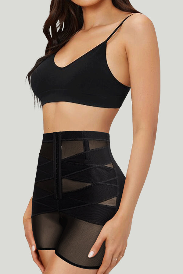 Women Compression Velform High Waisted Butt Lifter X Cross Body Shaper Crotchless Panties