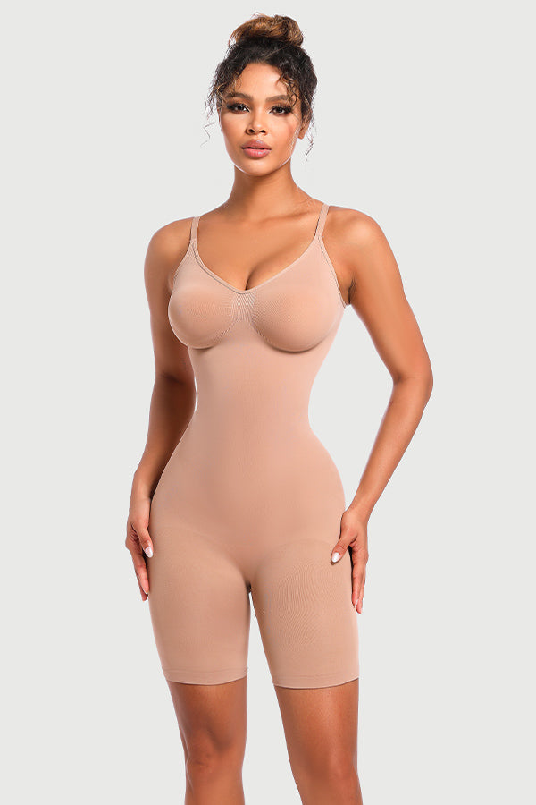 One Piece Mid Thigh Tummy Control Butt Lifter Seamless Full Body Shaper Bodysuit
