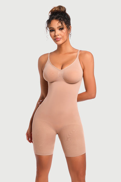 One Piece Mid Thigh Tummy Control Butt Lifter Seamless Full Body Shaper Bodysuit