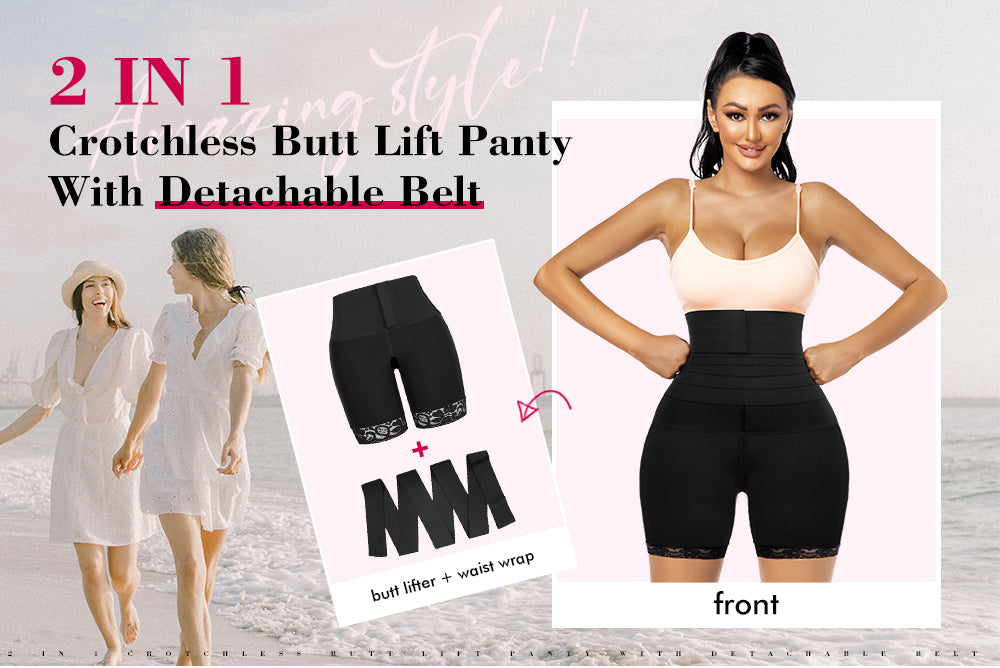 2 in 1 pants Detachable Bandage Wrap Waist Trainer With Butt Lifter
